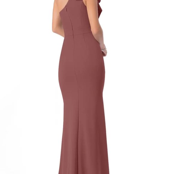 Azazie Bridesmaid Dress Desert Rose One Shoulder - Picture 2 of 4